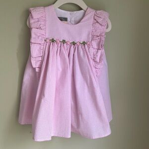 NWT Pastourelle pink seersucker sleeveless dress. Smocked/ flutter detail Size 2